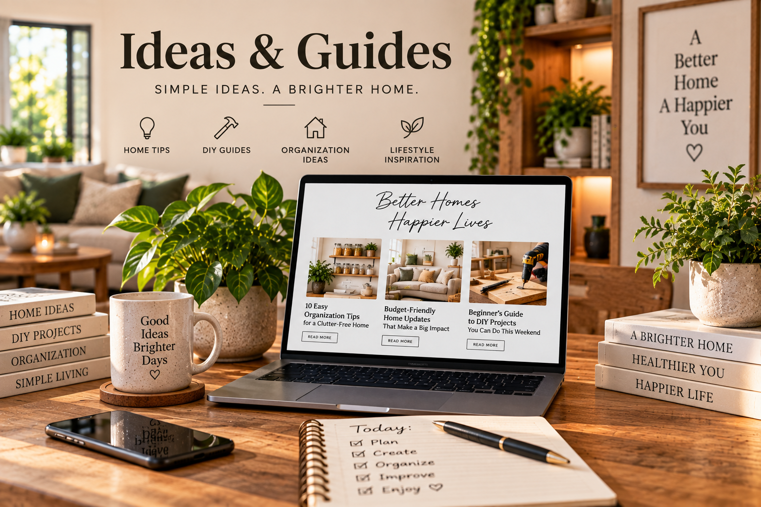 Ideas & Guides — simple ideas, a brighter home. Home tips, DIY guides, organization ideas, lifestyle inspiration.