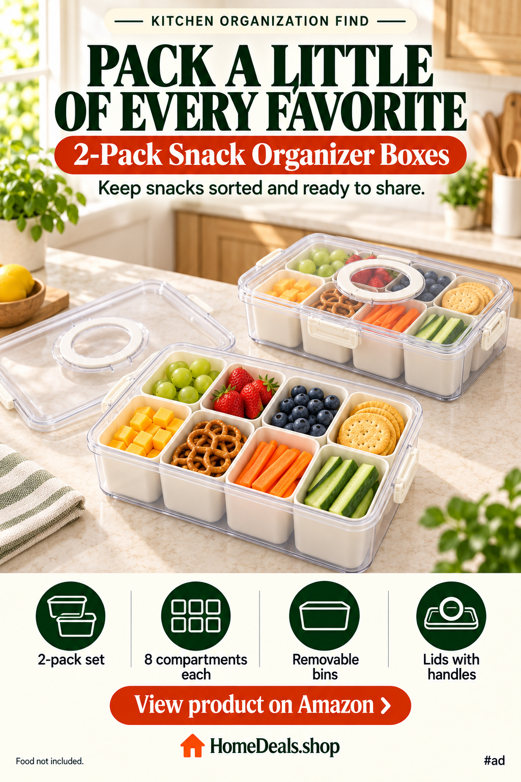 2-Pack Snack Organizer Boxes