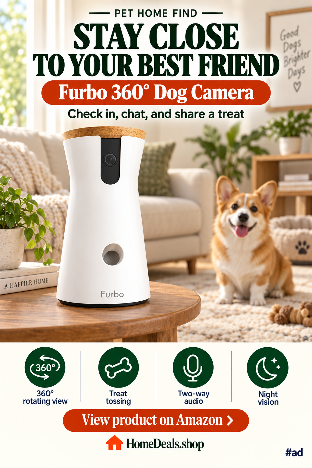 360° Pet Camera with Treat Toss