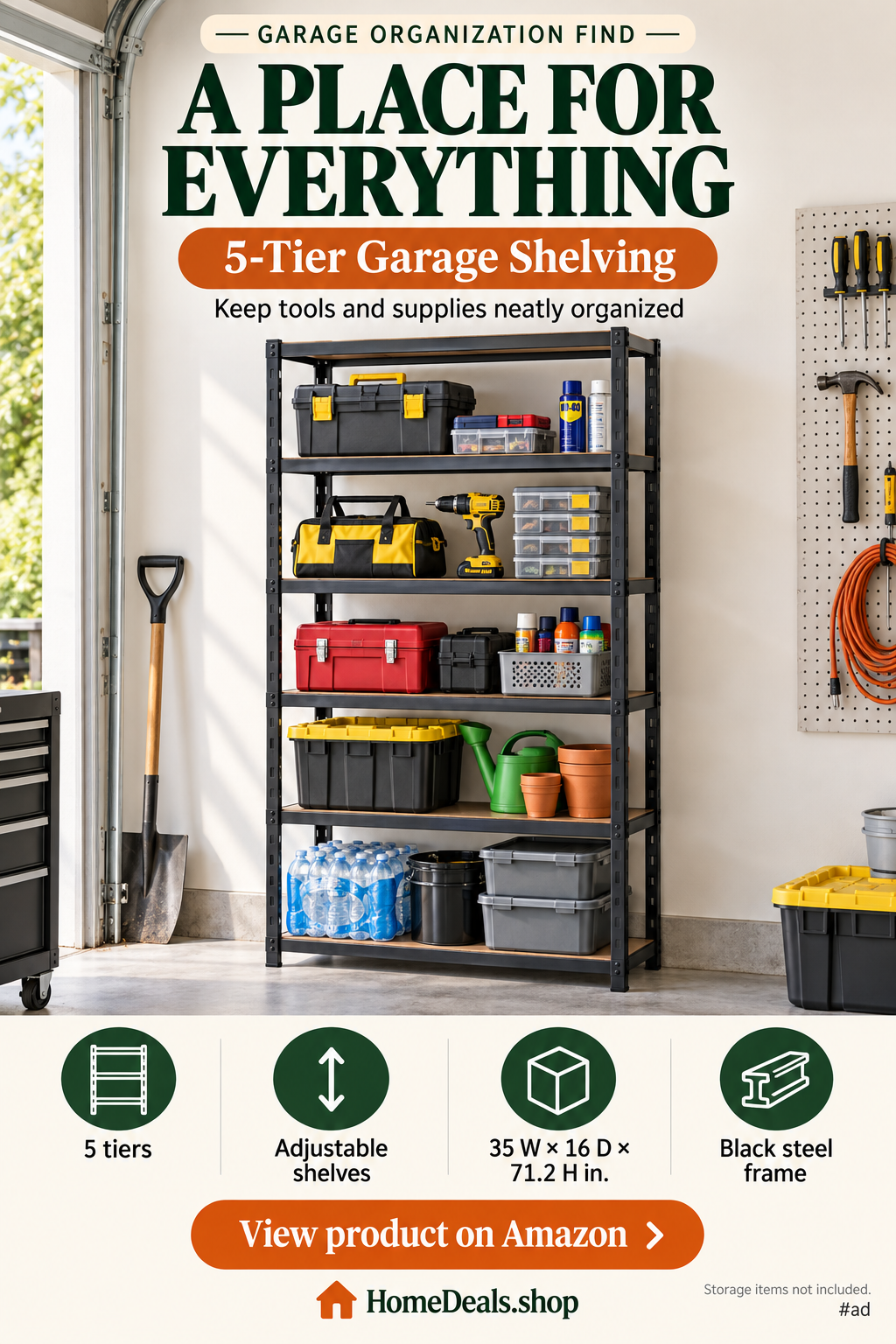 JOJUOU 5-Tier Garage Shelving
