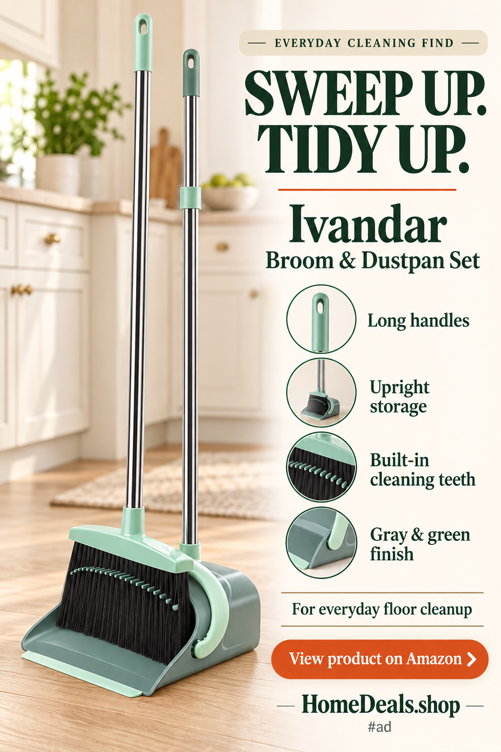 Ivandar Broom & Dustpan Set