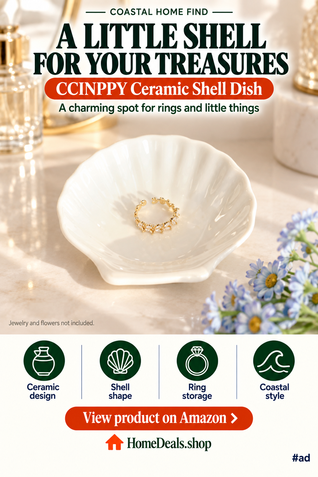 Ceramic Shell Trinket Dish