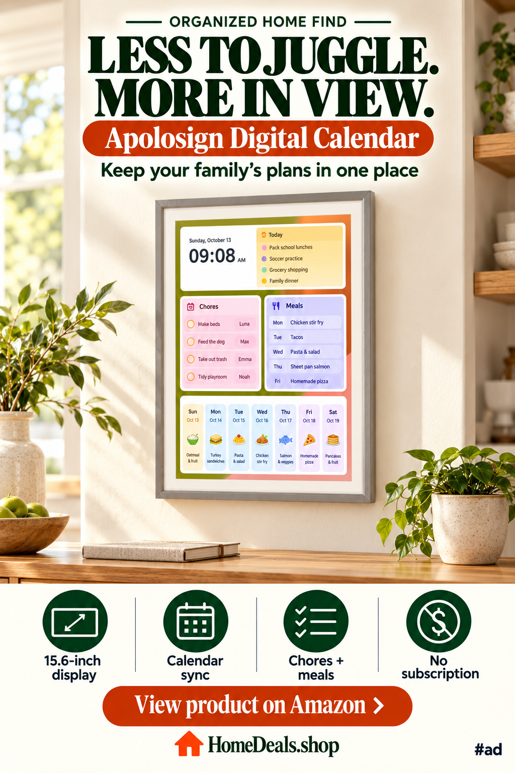 15.6-Inch Digital Family Calendar