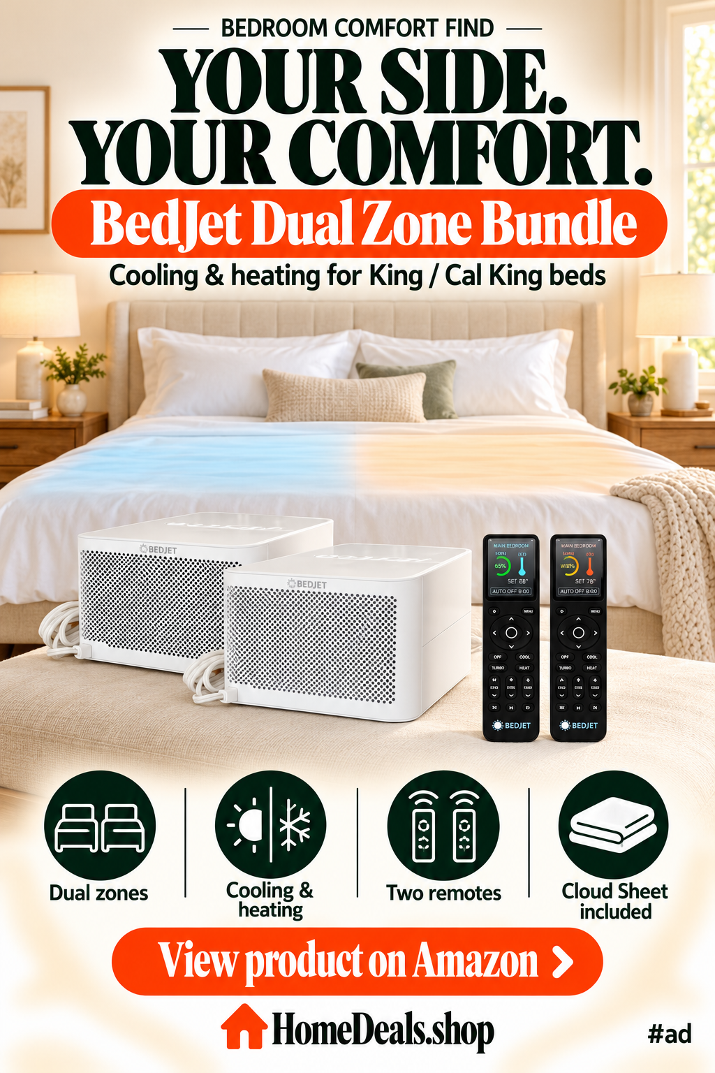 Dual-Zone Bed Climate System for King and Cal King Beds