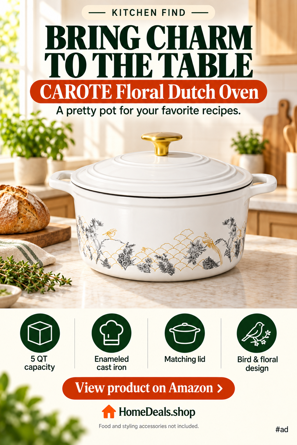 Floral Enameled Dutch Oven