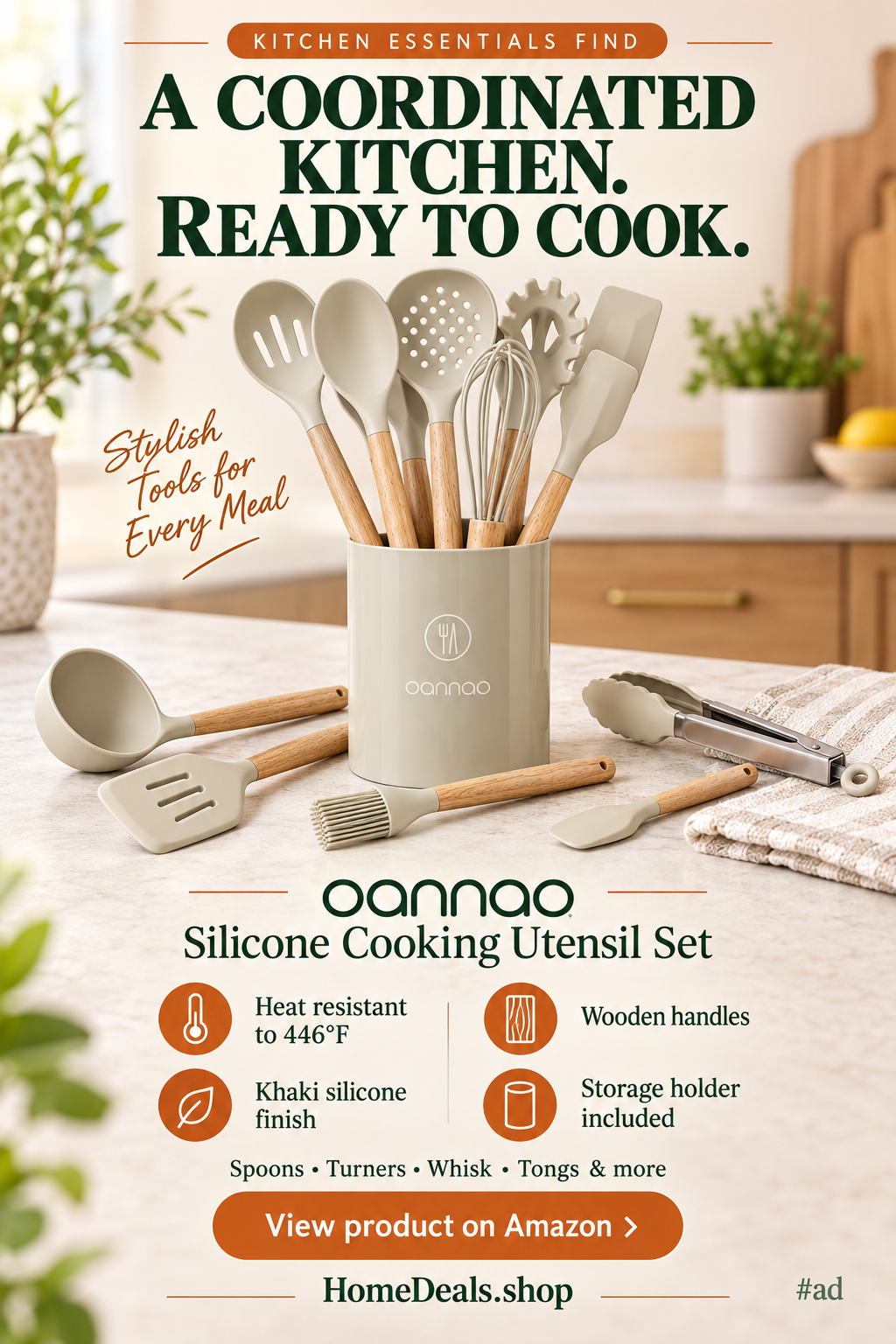OANNAO Silicone Cooking Utensil Set