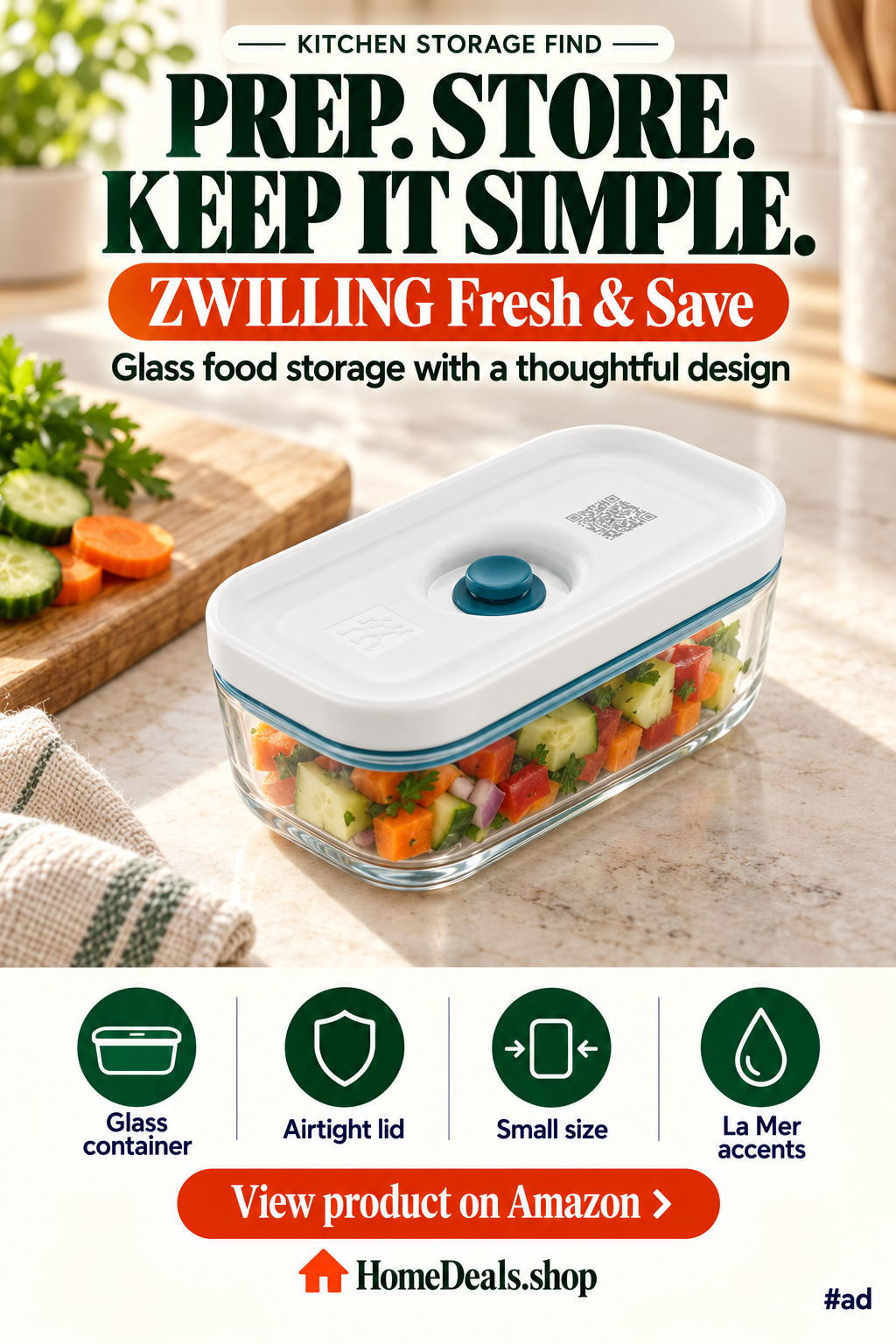 Small Glass Food Storage Container with Airtight Lid