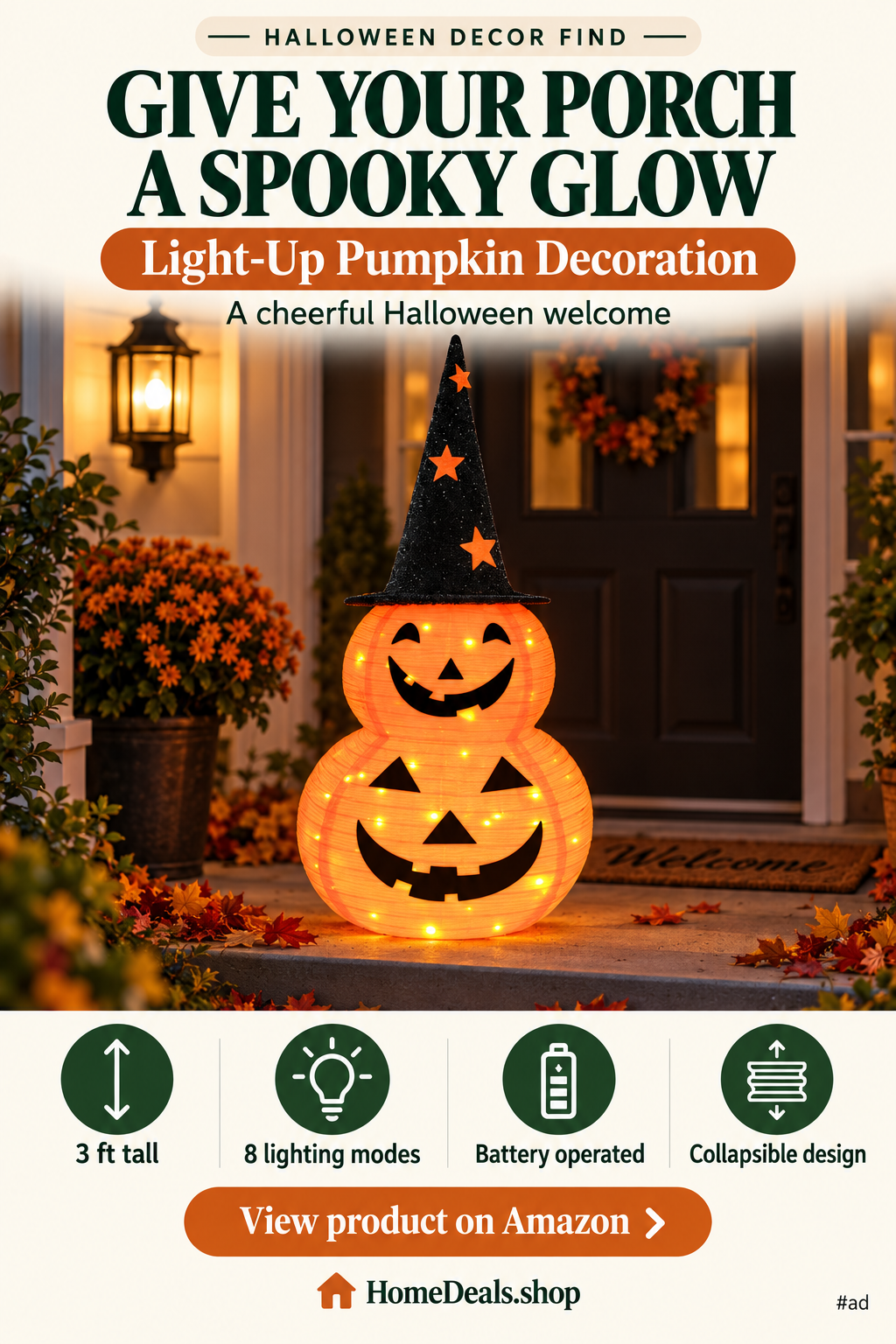 Light-Up Pumpkin Decoration