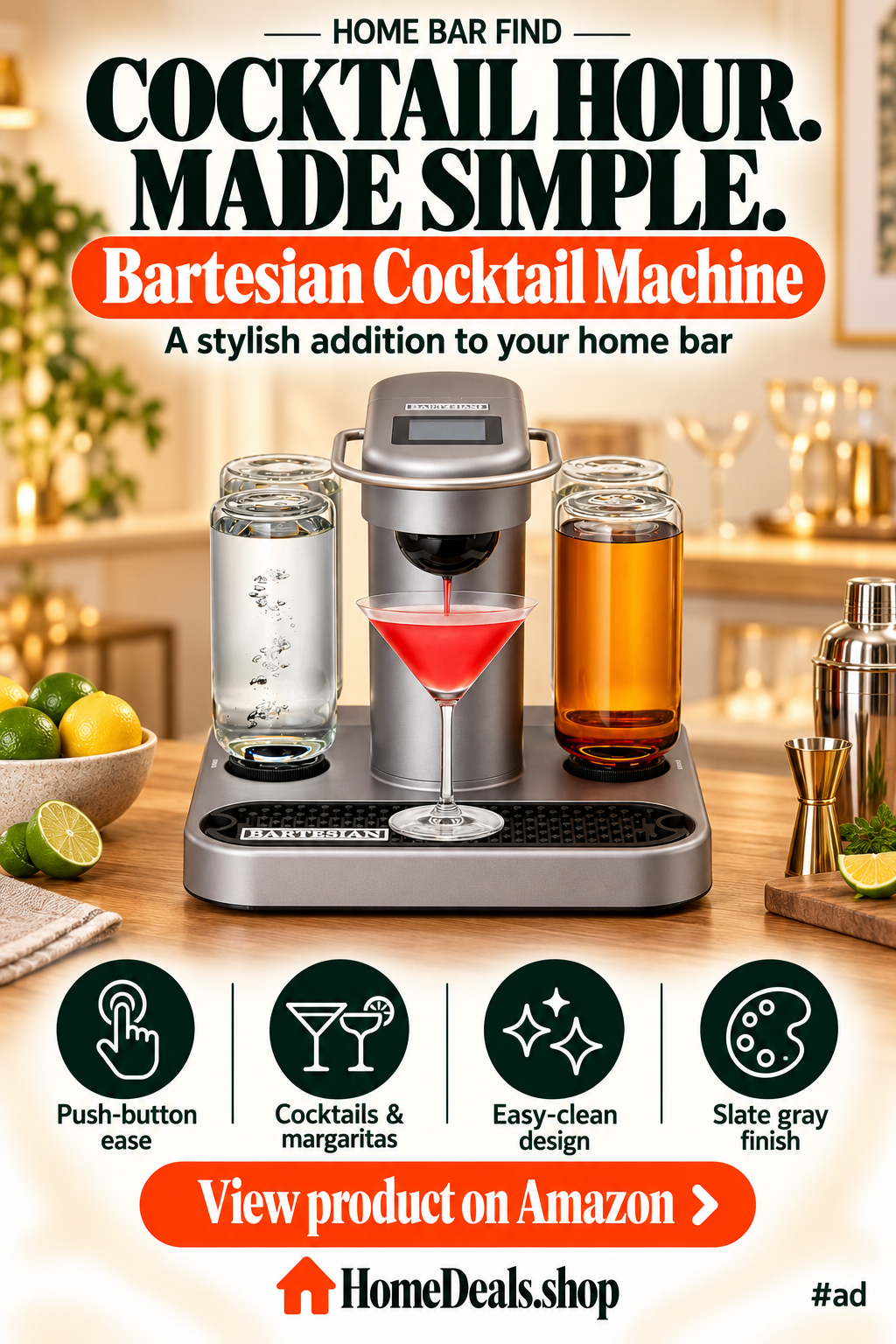 Push-Button Cocktail Machine, Slate Gray