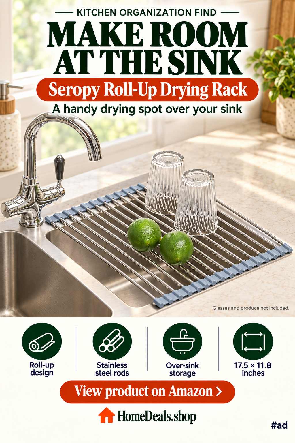 Roll-Up Over-the-Sink Drying Rack
