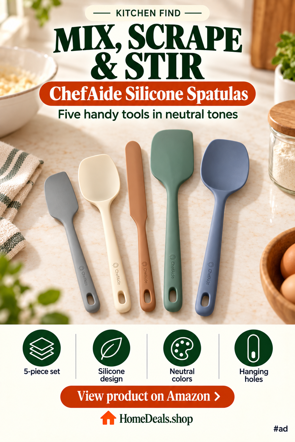 Silicone Spatulas, 5-Piece Set