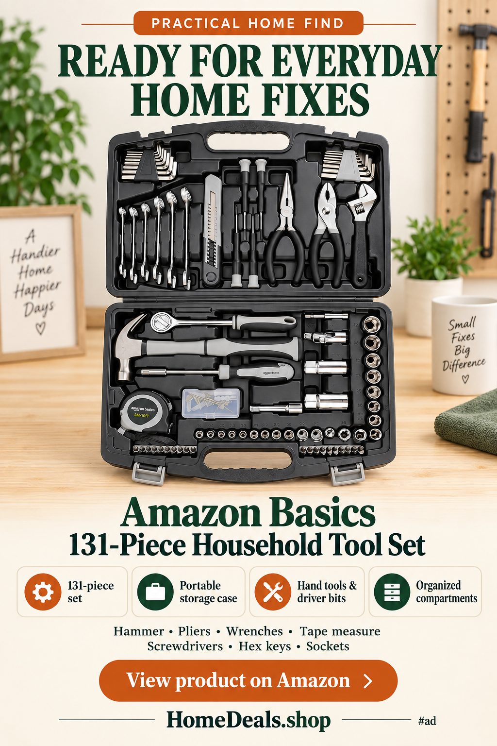 Amazon Basics 131-Piece Household Tool Set