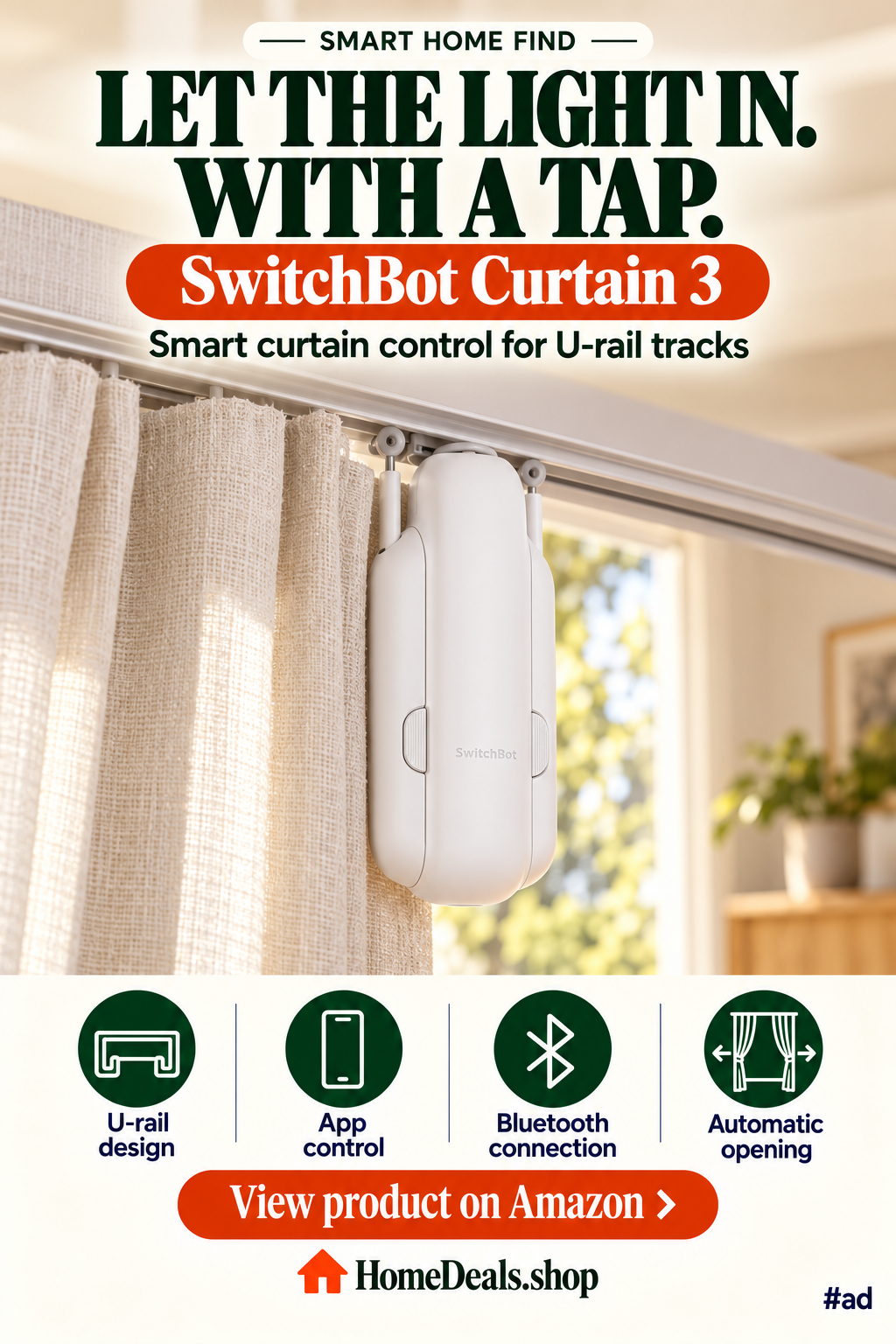 Smart Curtain Opener for U-Rail Tracks