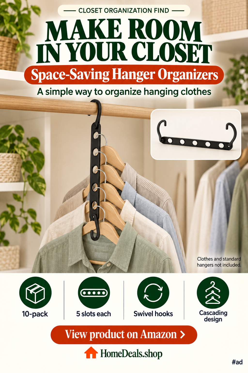 10-Pack Space-Saving Hanger Organizers