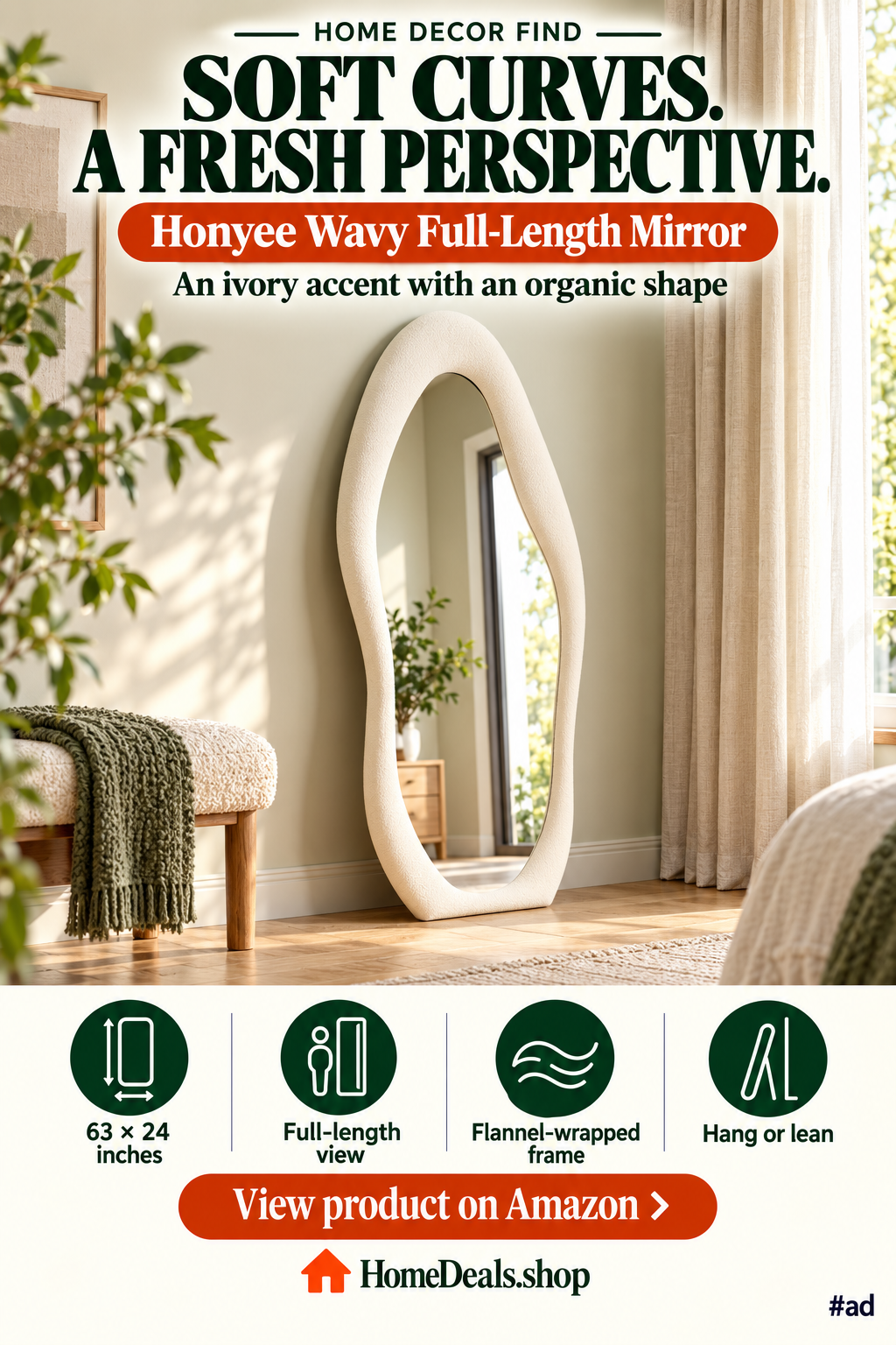 Wavy Full-Length Floor Mirror